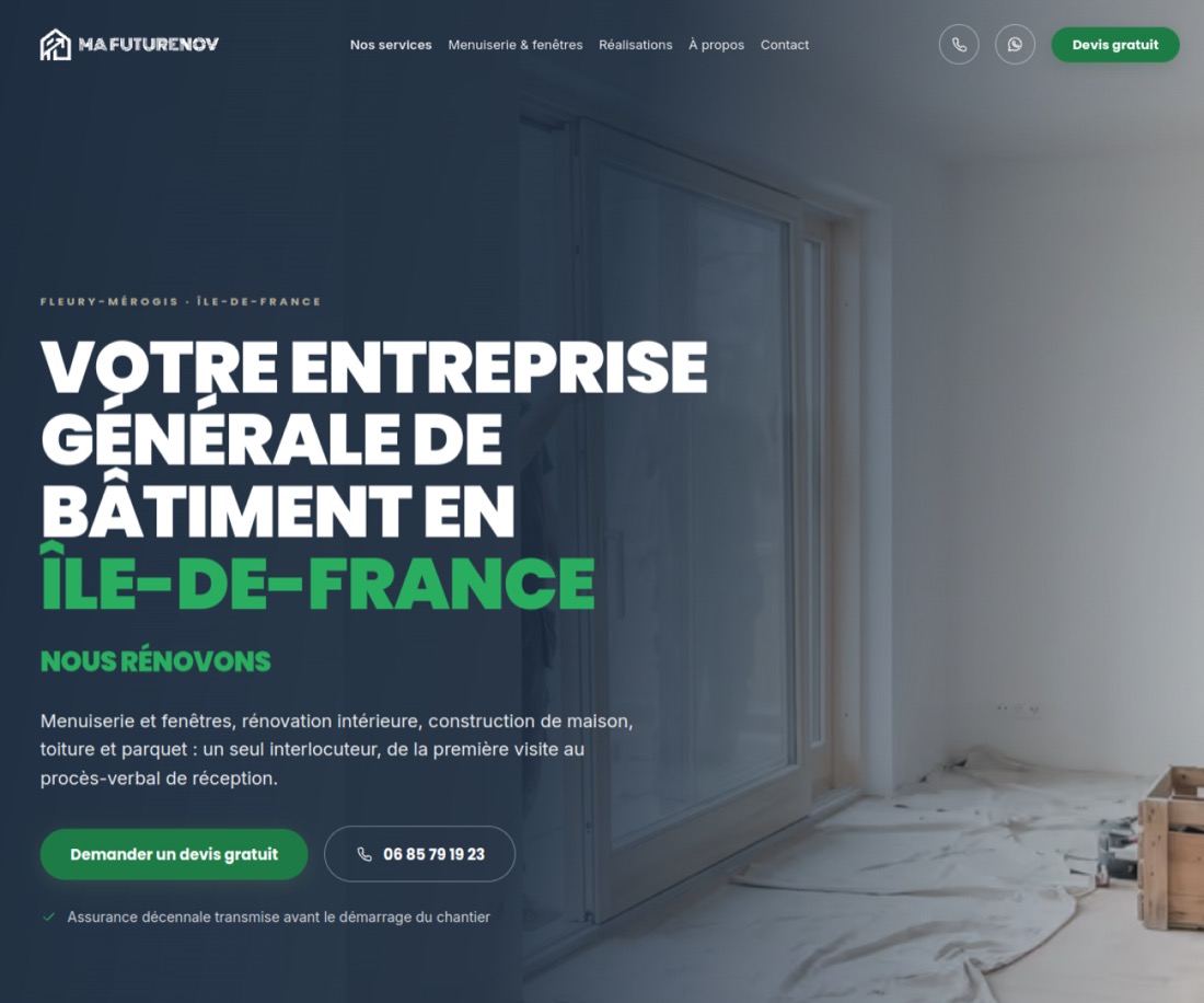 Page d’accueil du site Ma Future Rénov